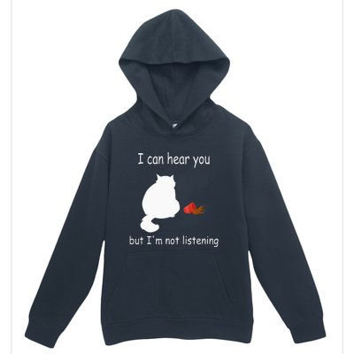 Funny Cat I Can Hear You But Im Listening Cat And Coffee Urban Pullover Hoodie