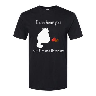 Funny Cat I Can Hear You But Im Listening Cat And Coffee Softstyle CVC T-Shirt