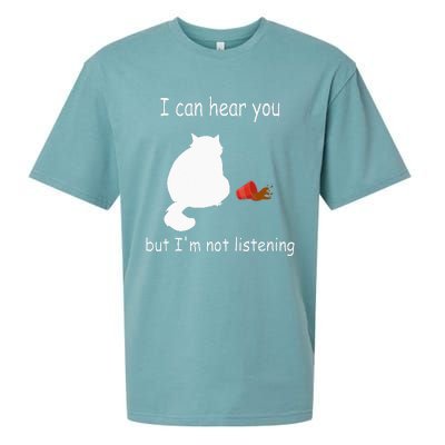 Funny Cat I Can Hear You But Im Listening Cat And Coffee Sueded Cloud Jersey T-Shirt