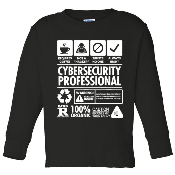 Funny Cybersecurity It Support It Security Network Engineer Toddler Long Sleeve Shirt