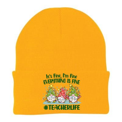 Funny Christmas It's Fine I'm Fine Everything Is Fine Gnomes #Teacher Life Knit Cap Winter Beanie