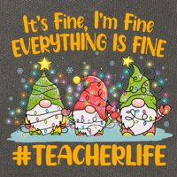 Funny Christmas It's Fine I'm Fine Everything Is Fine Gnomes #Teacher Life Cotton Canvas Backpack