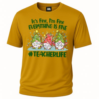 Funny Christmas It's Fine I'm Fine Everything Is Fine Gnomes #Teacher Life Performance Shirt