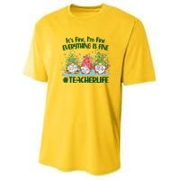 Funny Christmas It's Fine I'm Fine Everything Is Fine Gnomes #Teacher Life Youth Performance Sprint T-Shirt