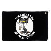 Funny Cat I Can Hear You But Im Listening Cat And Coffee Grommeted Golf Towel