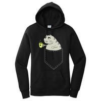 Funny Cat In Pocket Vintage Kawaii Anime Coffee & Cat Lovers Women's Pullover Hoodie