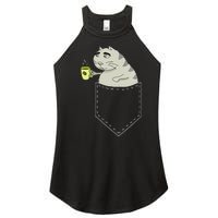 Funny Cat In Pocket Vintage Kawaii Anime Coffee & Cat Lovers Women's Perfect Tri Rocker Tank