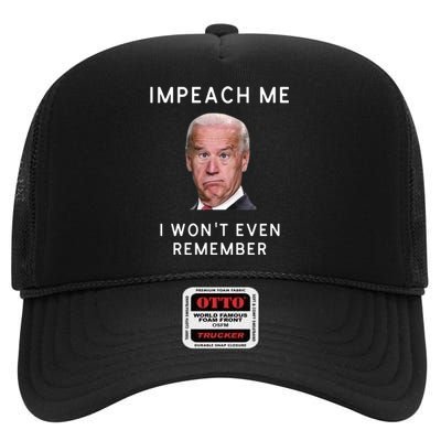 Funny Conservative Impeach Joe Biden High Crown Mesh Back Trucker Hat