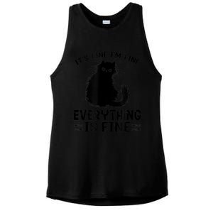 Funny cat It's Fine I'm Fine Everything Is Fine Meow Kitty Ladies PosiCharge Tri-Blend Wicking Tank