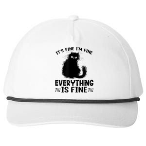 Funny cat It's Fine I'm Fine Everything Is Fine Meow Kitty Snapback Five-Panel Rope Hat