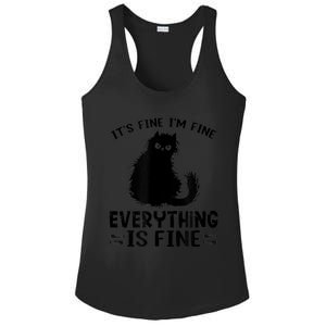 Funny cat It's Fine I'm Fine Everything Is Fine Meow Kitty Ladies PosiCharge Competitor Racerback Tank