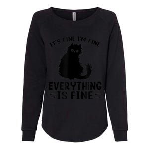 Funny cat It's Fine I'm Fine Everything Is Fine Meow Kitty Womens California Wash Sweatshirt