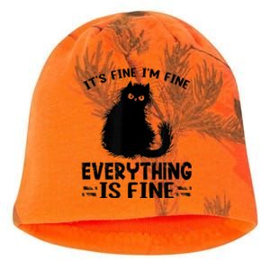 Funny cat It's Fine I'm Fine Everything Is Fine Meow Kitty Kati - Camo Knit Beanie