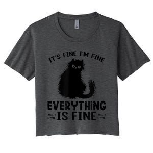 Funny cat It's Fine I'm Fine Everything Is Fine Meow Kitty Women's Crop Top Tee