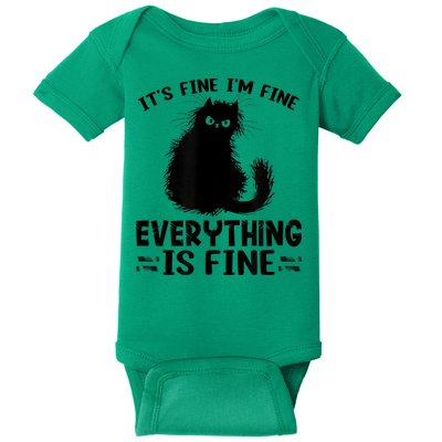 Funny cat It's Fine I'm Fine Everything Is Fine Meow Kitty Baby Bodysuit