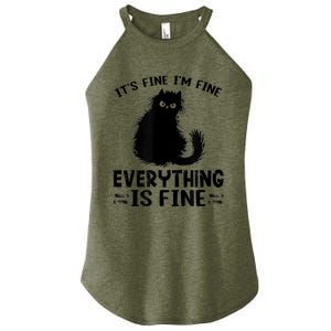 Funny cat It's Fine I'm Fine Everything Is Fine Meow Kitty Women's Perfect Tri Rocker Tank