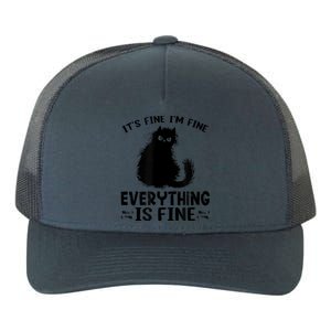 Funny cat It's Fine I'm Fine Everything Is Fine Meow Kitty Yupoong Adult 5-Panel Trucker Hat