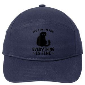 Funny cat It's Fine I'm Fine Everything Is Fine Meow Kitty 7-Panel Snapback Hat