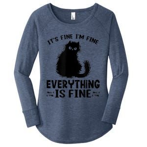 Funny cat It's Fine I'm Fine Everything Is Fine Meow Kitty Women's Perfect Tri Tunic Long Sleeve Shirt