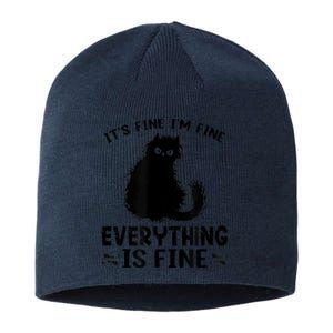 Funny cat It's Fine I'm Fine Everything Is Fine Meow Kitty Sustainable Beanie