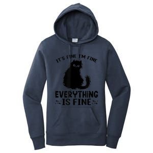 Funny cat It's Fine I'm Fine Everything Is Fine Meow Kitty Women's Pullover Hoodie