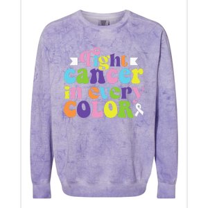 Fight Cancer In All Color Awareness Flower Ribbon Heart Hope Colorblast Crewneck Sweatshirt