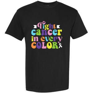 Fight Cancer In All Color Awareness Flower Ribbon Heart Hope Garment-Dyed Heavyweight T-Shirt