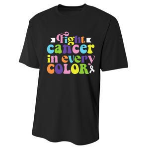 Fight Cancer In All Color Awareness Flower Ribbon Heart Hope Performance Sprint T-Shirt