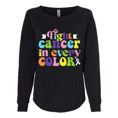 Fight Cancer In All Color Awareness Flower Ribbon Heart Hope Womens California Wash Sweatshirt