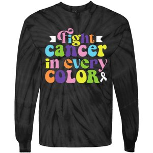 Fight Cancer In All Color Awareness Flower Ribbon Heart Hope Tie-Dye Long Sleeve Shirt