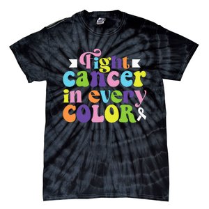 Fight Cancer In All Color Awareness Flower Ribbon Heart Hope Tie-Dye T-Shirt