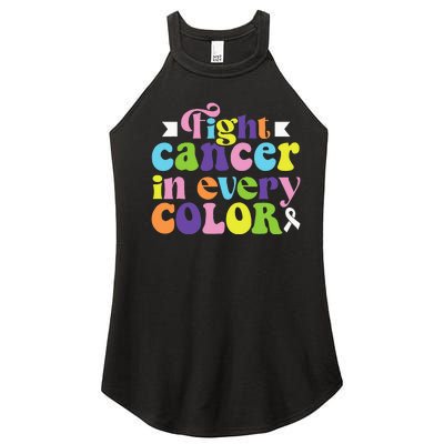 Fight Cancer In All Color Awareness Flower Ribbon Heart Hope Women’s Perfect Tri Rocker Tank