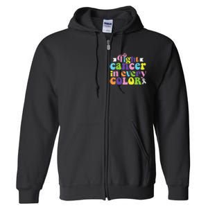 Fight Cancer In All Color Awareness Flower Ribbon Heart Hope Full Zip Hoodie