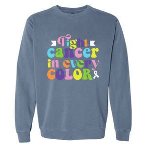 Fight Cancer In All Color Awareness Flower Ribbon Heart Hope Garment-Dyed Sweatshirt