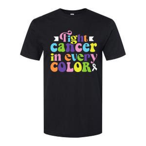 Fight Cancer In All Color Awareness Flower Ribbon Heart Hope Softstyle CVC T-Shirt