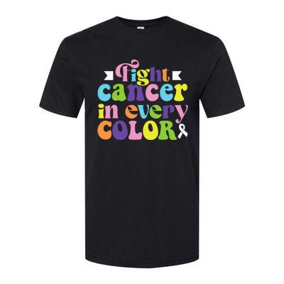 Fight Cancer In All Color Awareness Flower Ribbon Heart Hope Softstyle® CVC T-Shirt