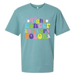 Fight Cancer In All Color Awareness Flower Ribbon Heart Hope Sueded Cloud Jersey T-Shirt