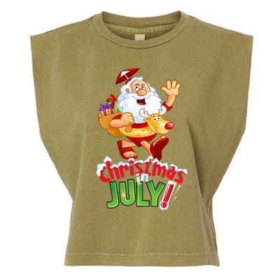 Funny Christmas in July Summer Reindeer Float Xmas Garment-Dyed Women's Muscle Tee