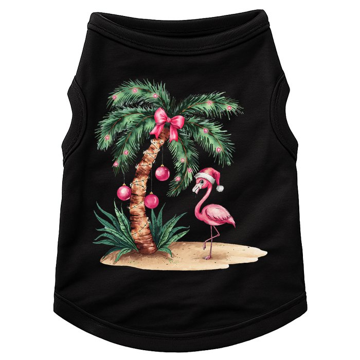 Flamingo Christmas In July Coquette Bow Palm Tree Summer Doggie Tank