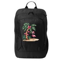 Flamingo Christmas In July Coquette Bow Palm Tree Summer City Backpack