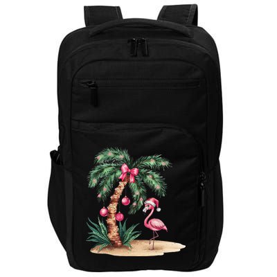 Flamingo Christmas In July Coquette Bow Palm Tree Summer Impact Tech Backpack