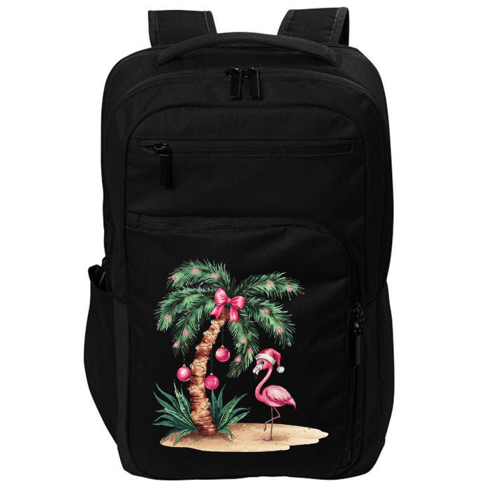 Flamingo Christmas In July Coquette Bow Palm Tree Summer Impact Tech Backpack