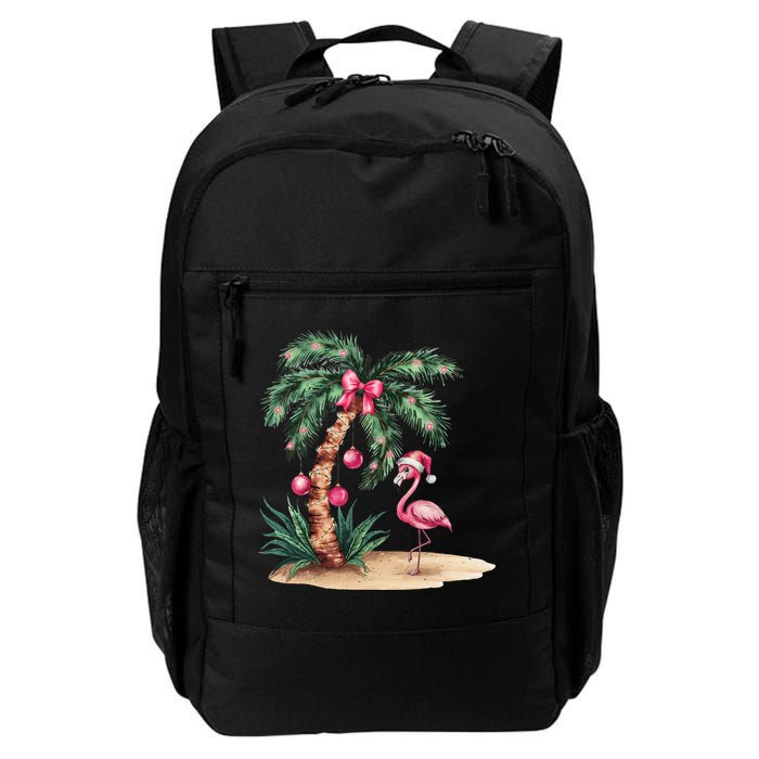 Flamingo Christmas In July Coquette Bow Palm Tree Summer Backpack