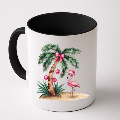 Flamingo Christmas In July Coquette Bow Palm Tree Summer Mug