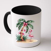 Flamingo Christmas In July Coquette Bow Palm Tree Summer Mug