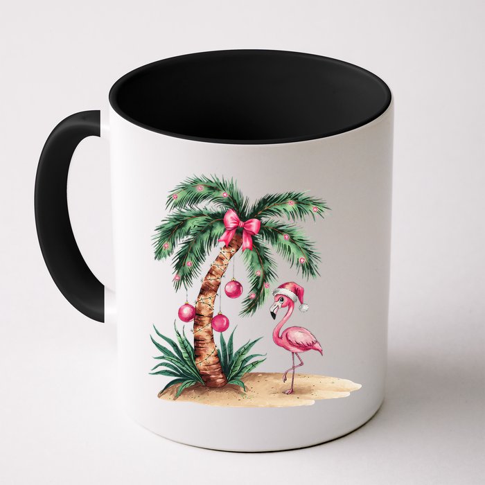 Flamingo Christmas In July Coquette Bow Palm Tree Summer Mug