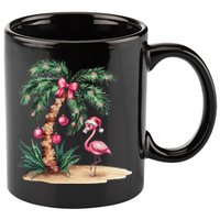 Flamingo Christmas In July Coquette Bow Palm Tree Summer 11oz C Handle Ceramic Mug