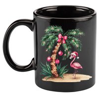 Flamingo Christmas In July Coquette Bow Palm Tree Summer 11oz C Handle Ceramic Mug