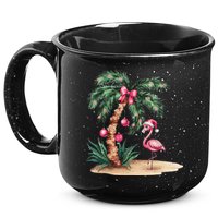 Flamingo Christmas In July Coquette Bow Palm Tree Summer 15oz Campfire Ceramic Mug