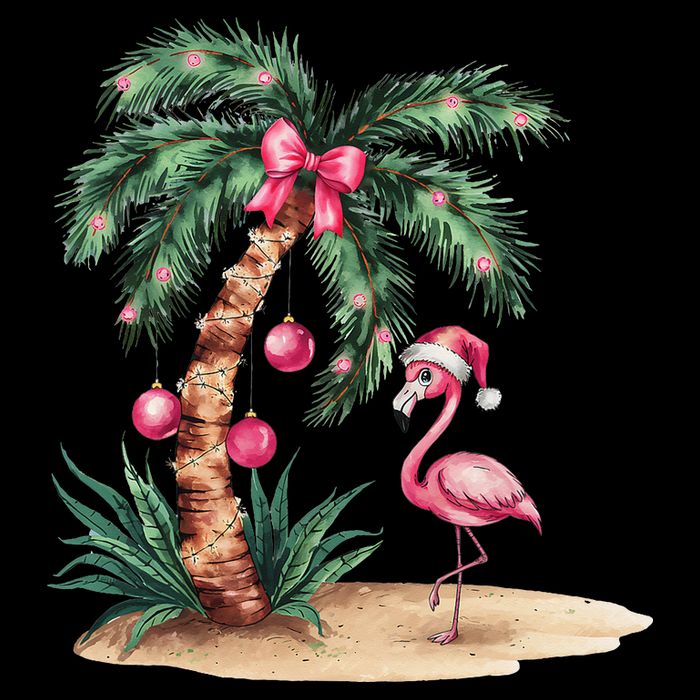 Flamingo Christmas In July Coquette Bow Palm Tree Summer 16 in Basic Backpack
